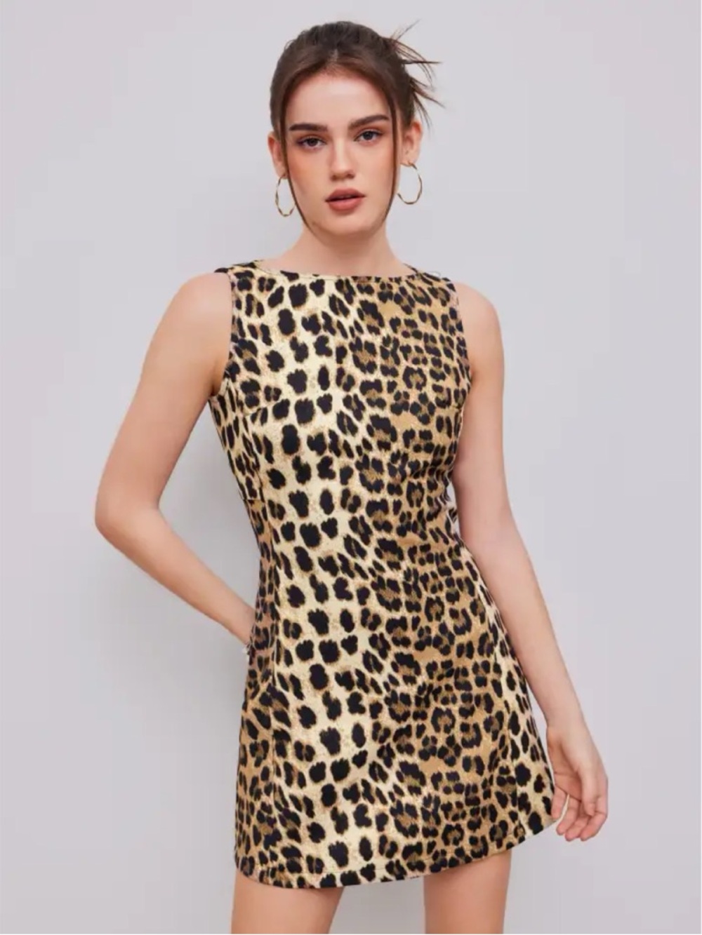 NWT Cider Boat Neck Leopard Print Zipper Mini Dress XS